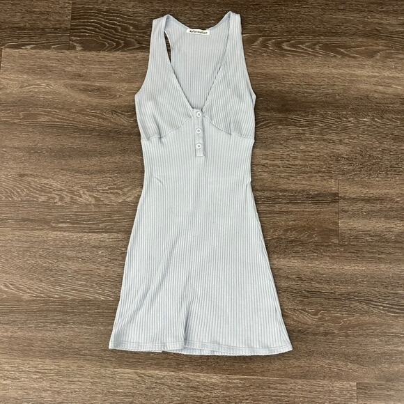 EUC Reformation Paso Knit Mini Dress Light Blue Ribbed Button Front Tank Small - Picture 7 of 15